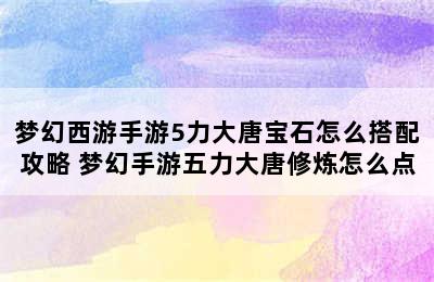 梦幻西游手游5力大唐宝石怎么搭配攻略 梦幻手游五力大唐修炼怎么点